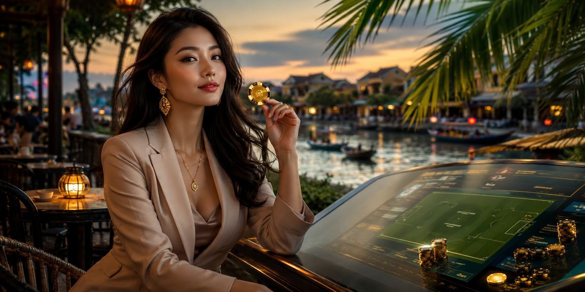 Người dùng tại Hội An xem thông tin thể thao và cá cược trên 1080z bên ly cà phê