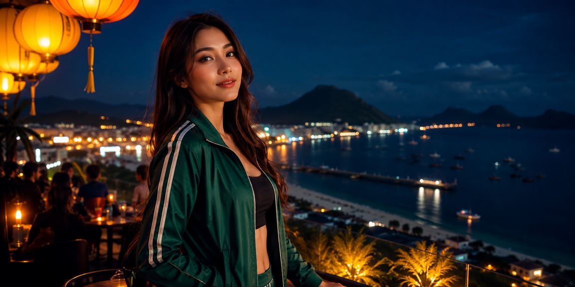 Người dùng tại phố cổ Hội An ngồi dưới đèn lồng rực rỡ thực hiện giao dịch và cá cược esports trên điện thoại